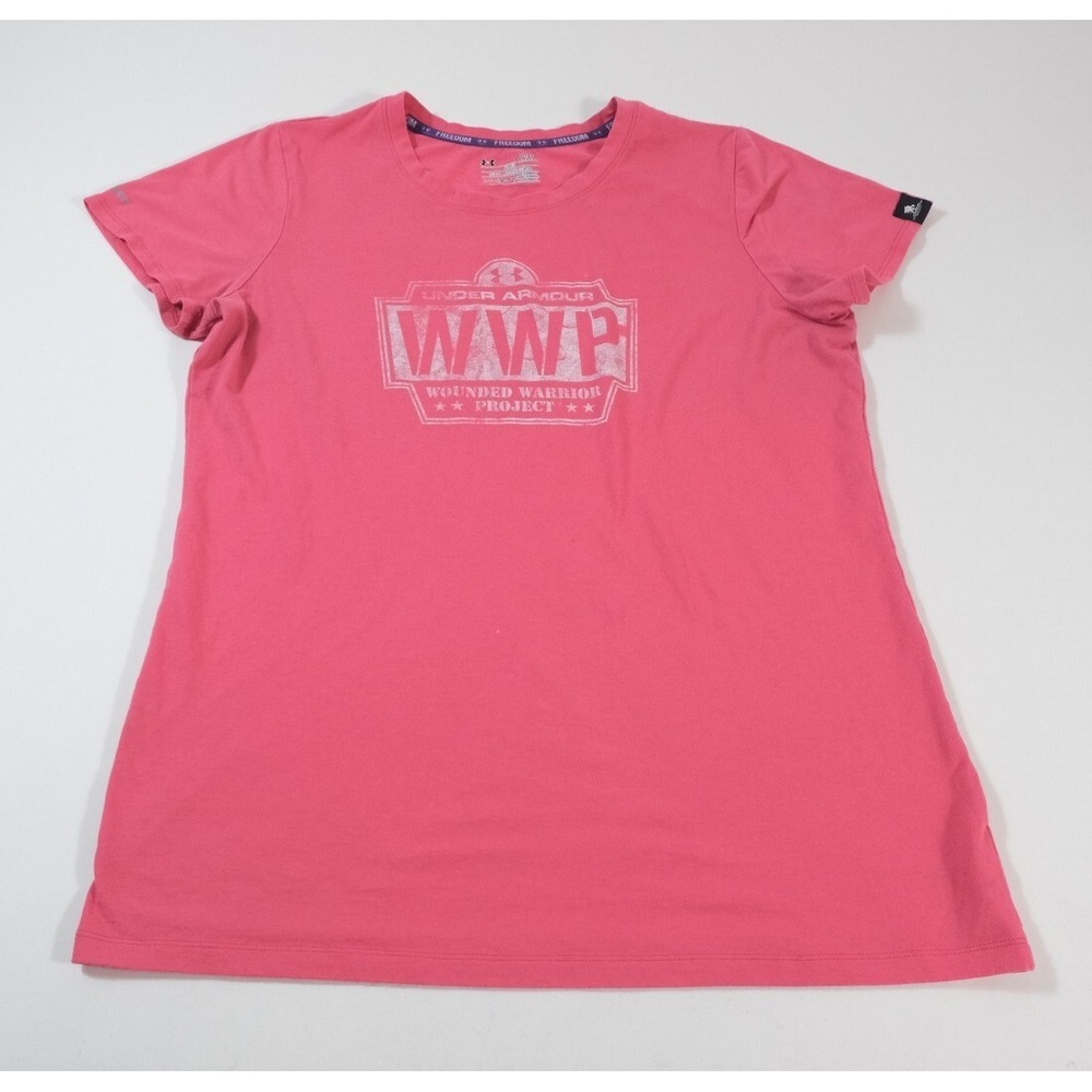 Under Armour Shirt Womens Large Pink Wounded‎ Warrior Project Fitted Graphic Tee